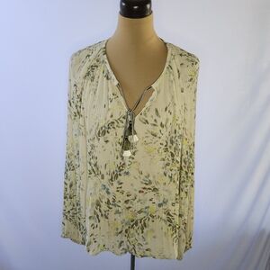 White House Black Market WHBM Pleated Tie-Neck Blouse